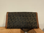 Fendi Monogram Brown Leather Wallet W/ Chain