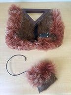 Japan Exclusive - Fendi Brown Rust Orange Fur Handbag Wooden Triangle Handle