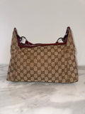 Japan Exclusive: Vintage Gucci GG Supreme Monogram Canvas Hobo Shoulder Bag – Beige/Ebony with Red Leather Trim