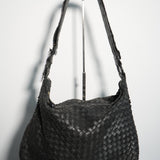 BOTTEGA VENETTA BLACK WOVEN HOBO BAG