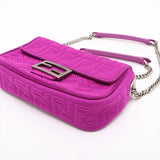 Fendi Zucca Mamma Baguette Fabric Suede Chain Shoulder Bag Purple 8BR793