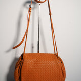 BOTTEGA VENETTA ORANGE LAMBSKIN INTRECCIATO SHOULDER BAG