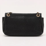 Chanel Chevron Lambskin Single Flap Double Chain Bag V Stitch Black Gold Metal Fittings