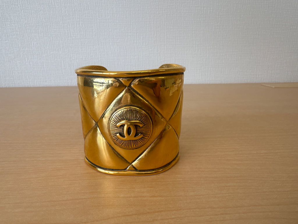Japan Exclusive - Vintage Chanel CC Logo Medallion Cuff Bangle Bracelet