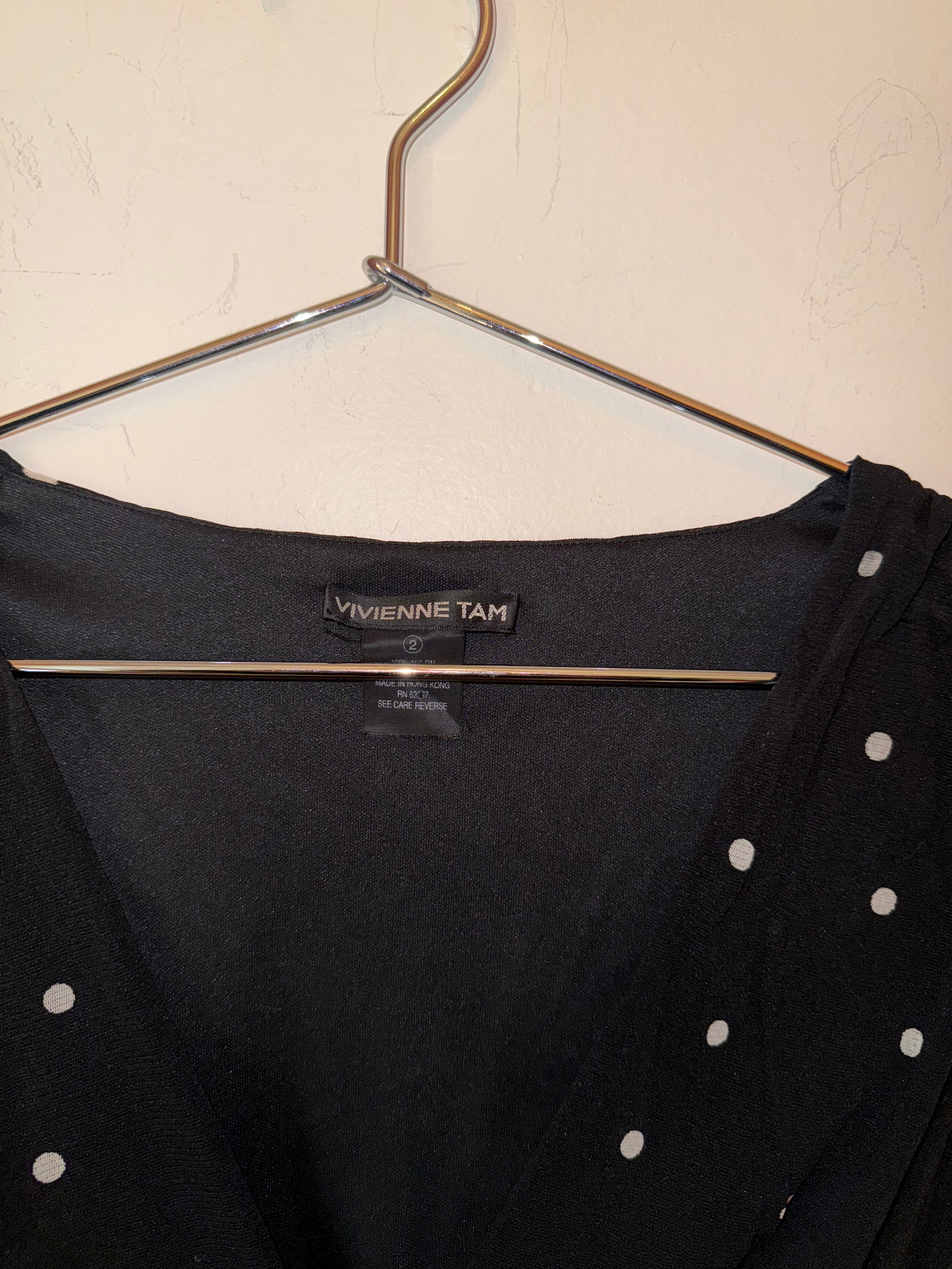 Vivienne Tam Black polka dot with floral pattern dress