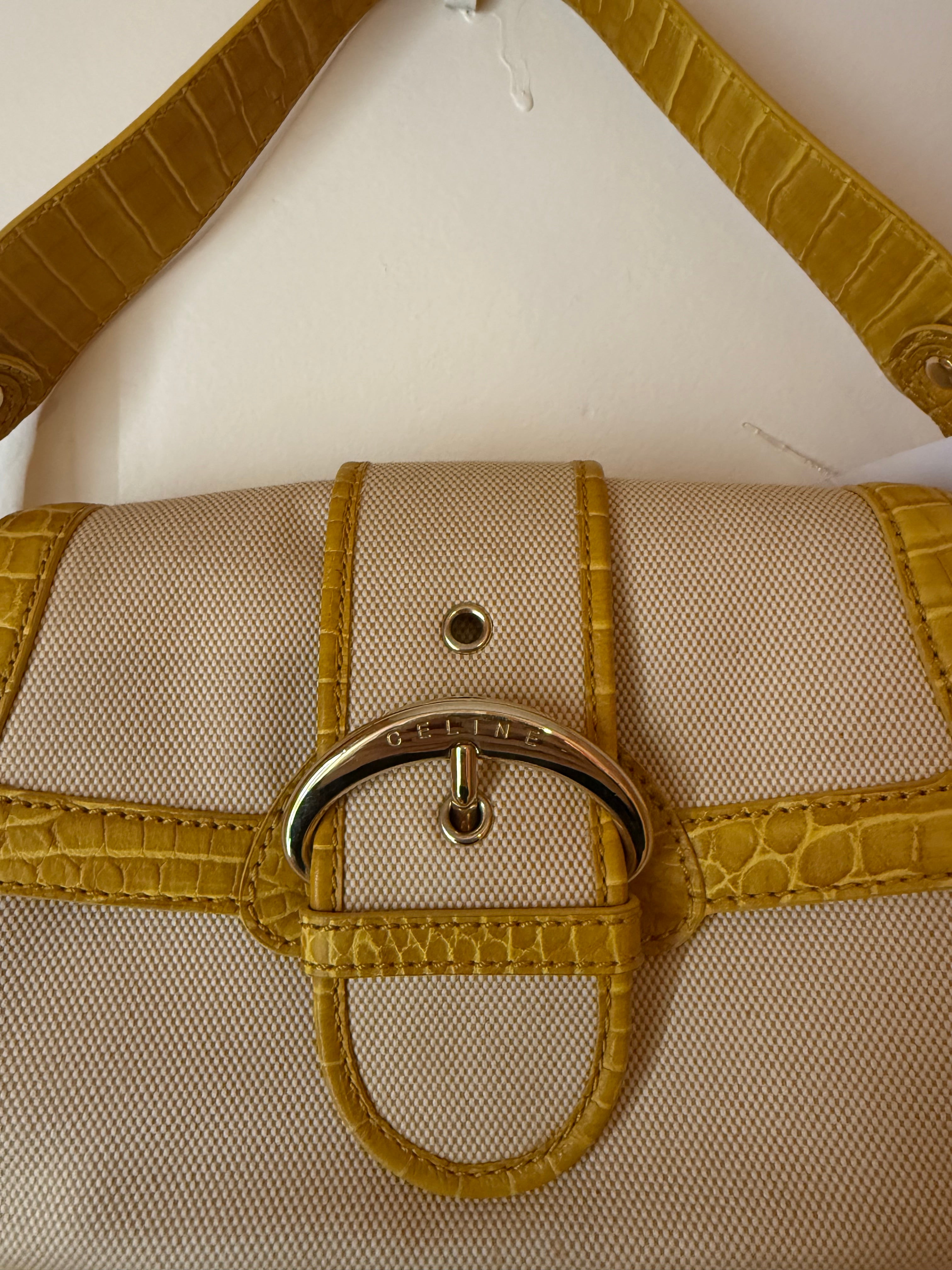 Celine Yellow Handbag W/ Buckle Clasp