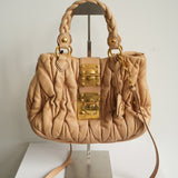MIU MIU Matelasse 2way Handbag Lamb Beige 194