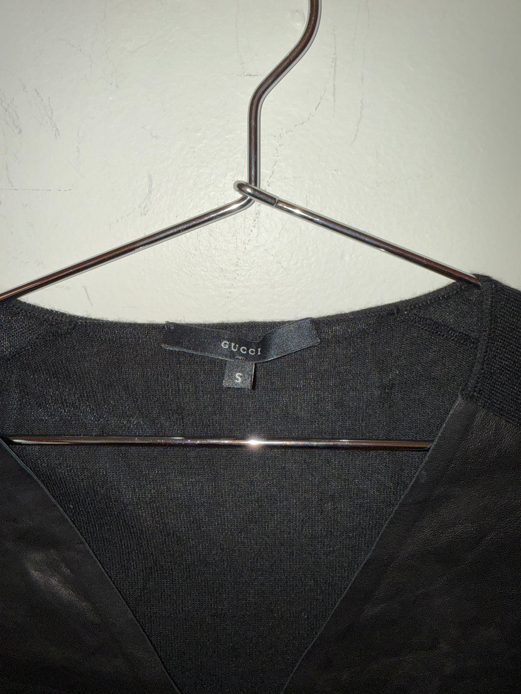 Gucci Black V-neck leather top size small
