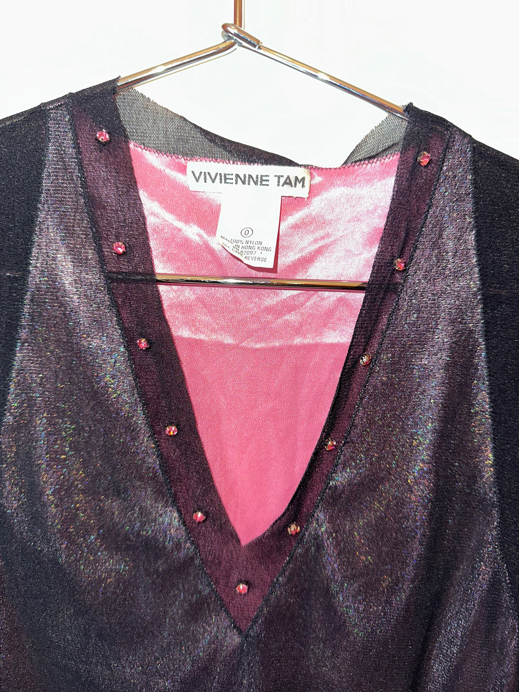 Vivienne Tam Rhinestone Studded Pink Satin Inside