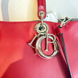 Lady Dior Handbag W/ Dior Keychain Red 2 Way Bag