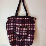 Miu Miu Pink/Mauve Plaid Tote Bag W/ Ruffle