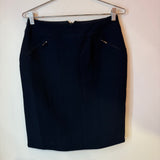 Chanel Boutique Black Pencil Knee-Length Skirt with Zipper detail Size 38