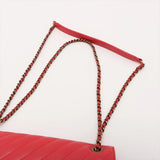 Chanel Bias stitching Leather Single Flap Double Chain Bag Red Gold Metal Fittings 22107224 22XXXXXX