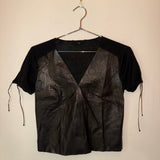 Gucci Black V-neck leather top size small