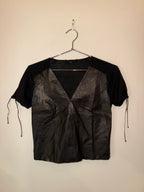 Gucci Black V-neck leather top size small