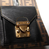 Vintage Fendi Zucca Canvas Leather Handbag Brown Black