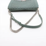 Chanel Boy Chanel Large Caviar Skin Chain Shoulder Bag Blue Silver Metal Fittings 17577826