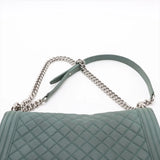 Chanel Boy Chanel Large Caviar Skin Chain Shoulder Bag Blue Silver Metal Fittings 17577826