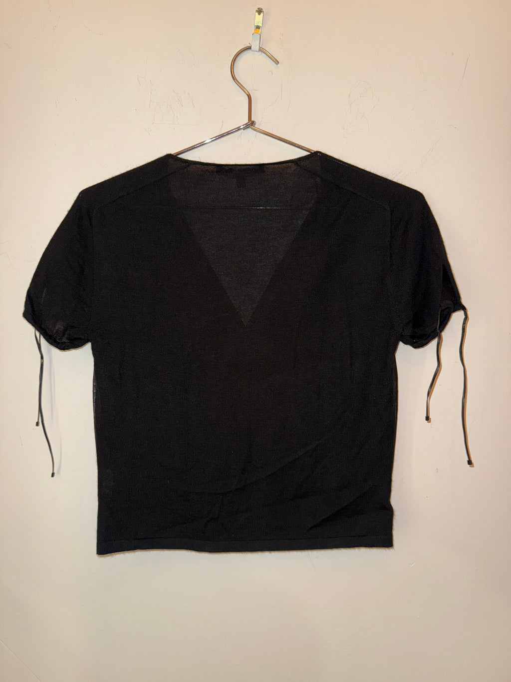 Gucci Black V-neck leather top size small