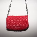 Miu Miu Red Lambskin Matelasse Shoulder Bag