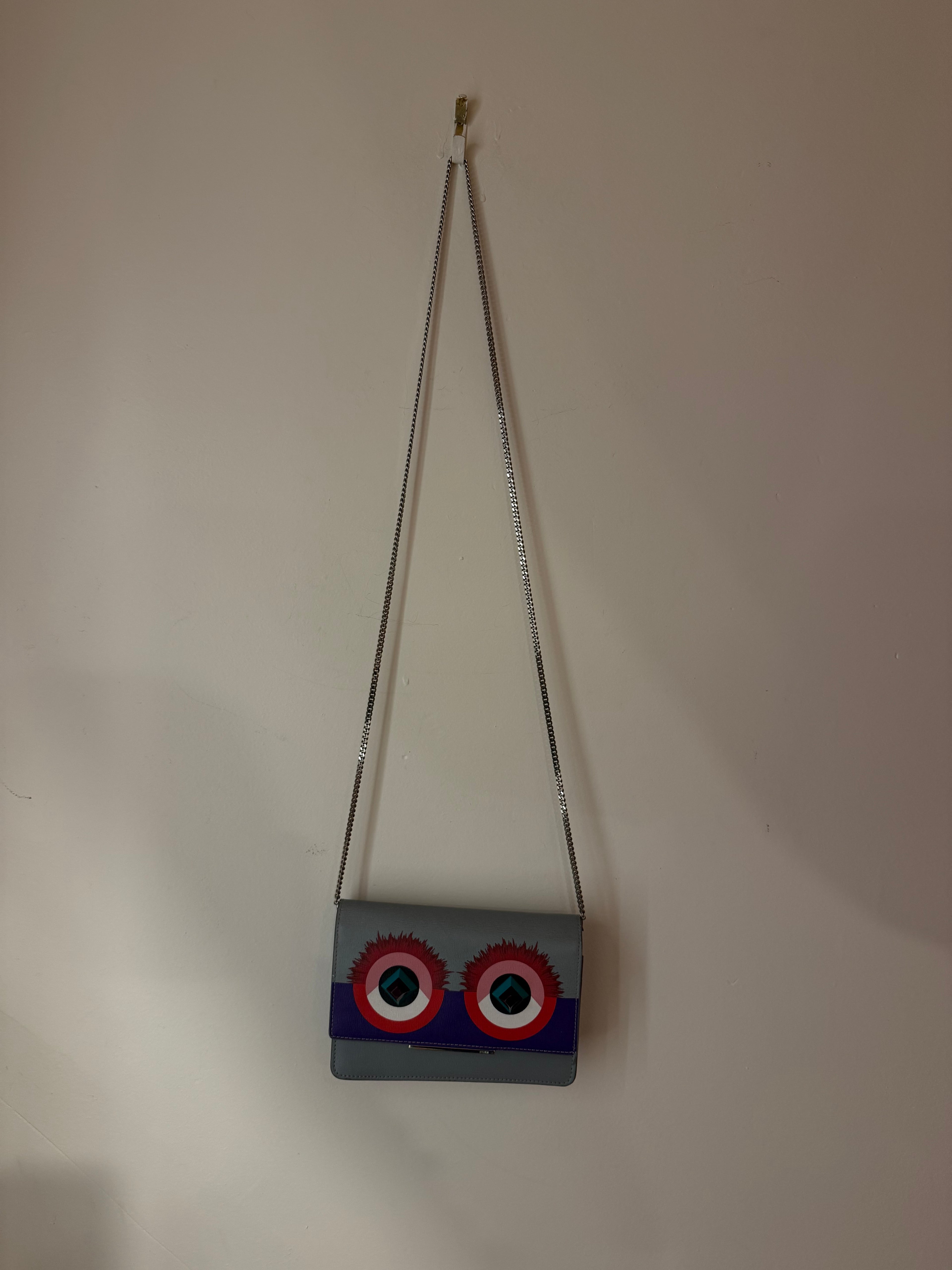 Fendi Blue Monster Wallet W/ Chain