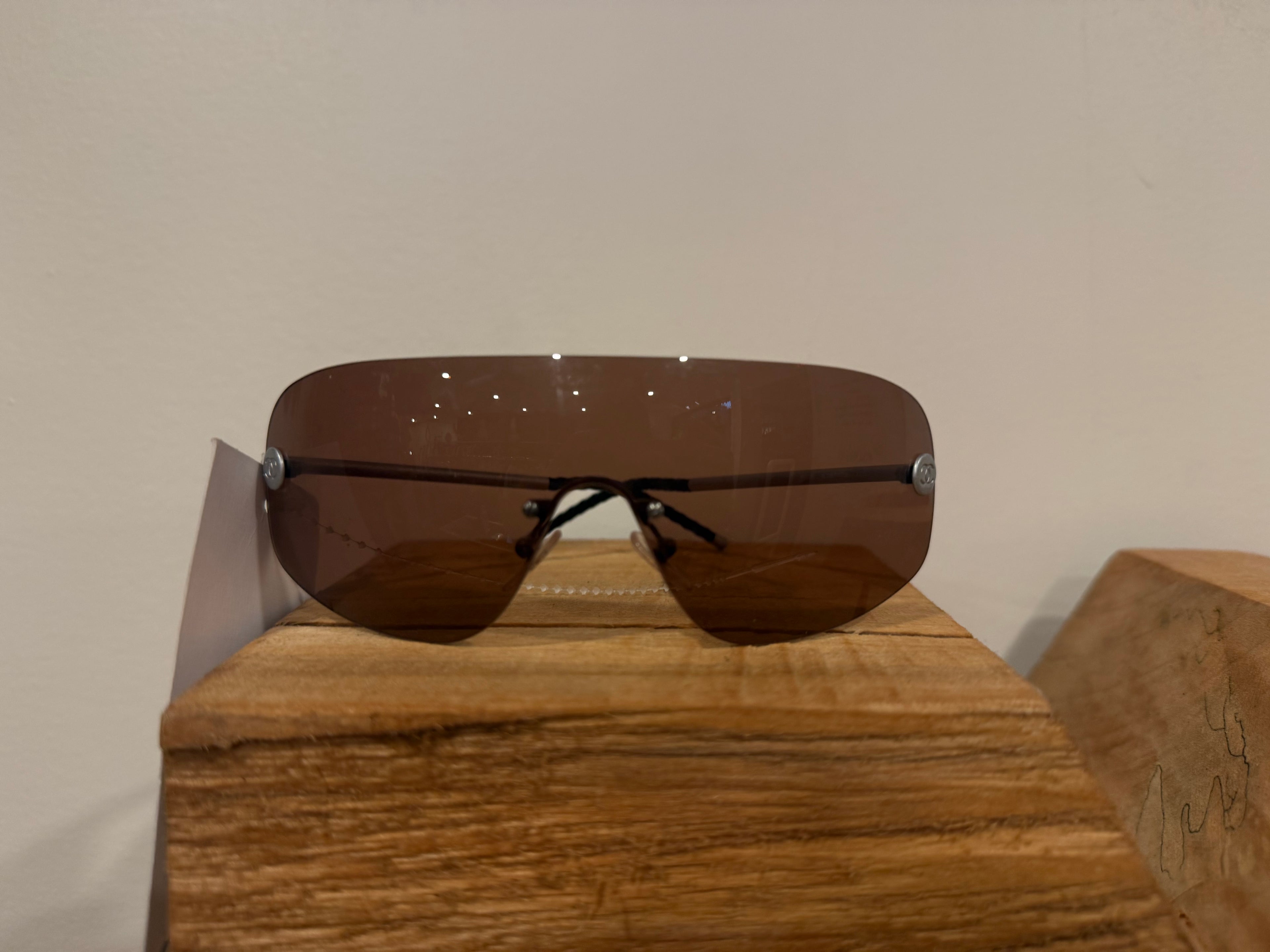 Chanel Red Rimless Sunglasses