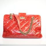 Chanel Crackled Calfskin Reissue Tote Bag Red Gold Hardware