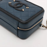 Chanel CC Filigree Caviar Skin Chain Shoulder Bag navy x black Gold Metal Fittings 28584235 28th