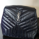 SAINT LAURENT Calfskin Quilted Monogram Small Loulou Backpack