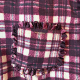 Miu Miu Pink/Mauve Plaid Tote Bag W/ Ruffle