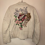 Galliano Embroidered White Leather Jacket