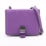 Bottega Veneta Intrecciato Leather Chain Shoulder Bag Purple Mirror Included