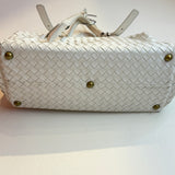 Bottega Veneta White Woven Handbag W/ Lock