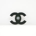 Chanel CC Logo Brooch in Black Metal with Rolling Ball in Middle (Full Set)