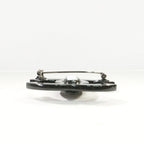 Chanel CC Logo Brooch in Black Metal with Rolling Ball in Middle (Full Set)