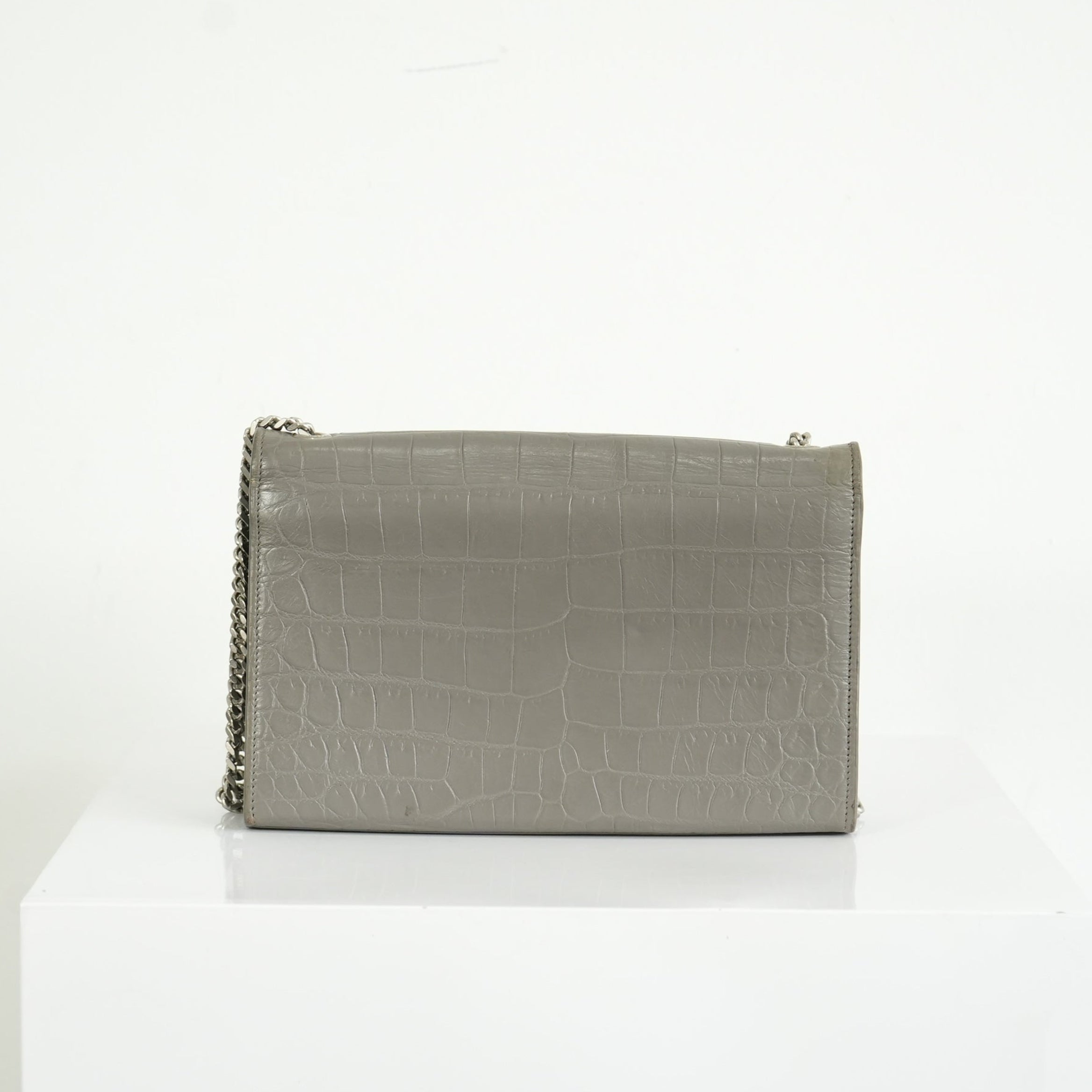 Saint Laurent Kate Monogram Tassel Grey Croc