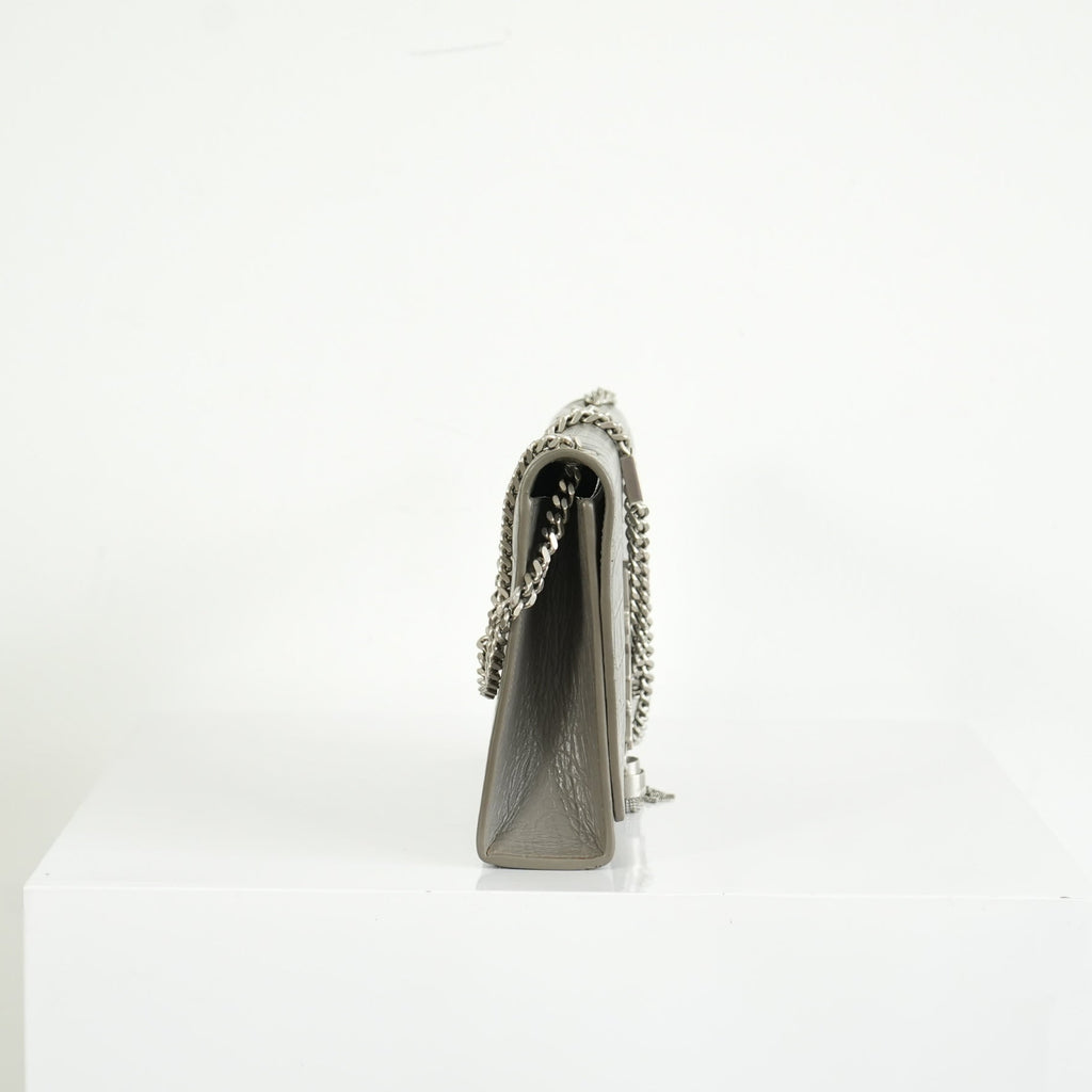 Saint Laurent Kate Monogram Tassel Grey Croc