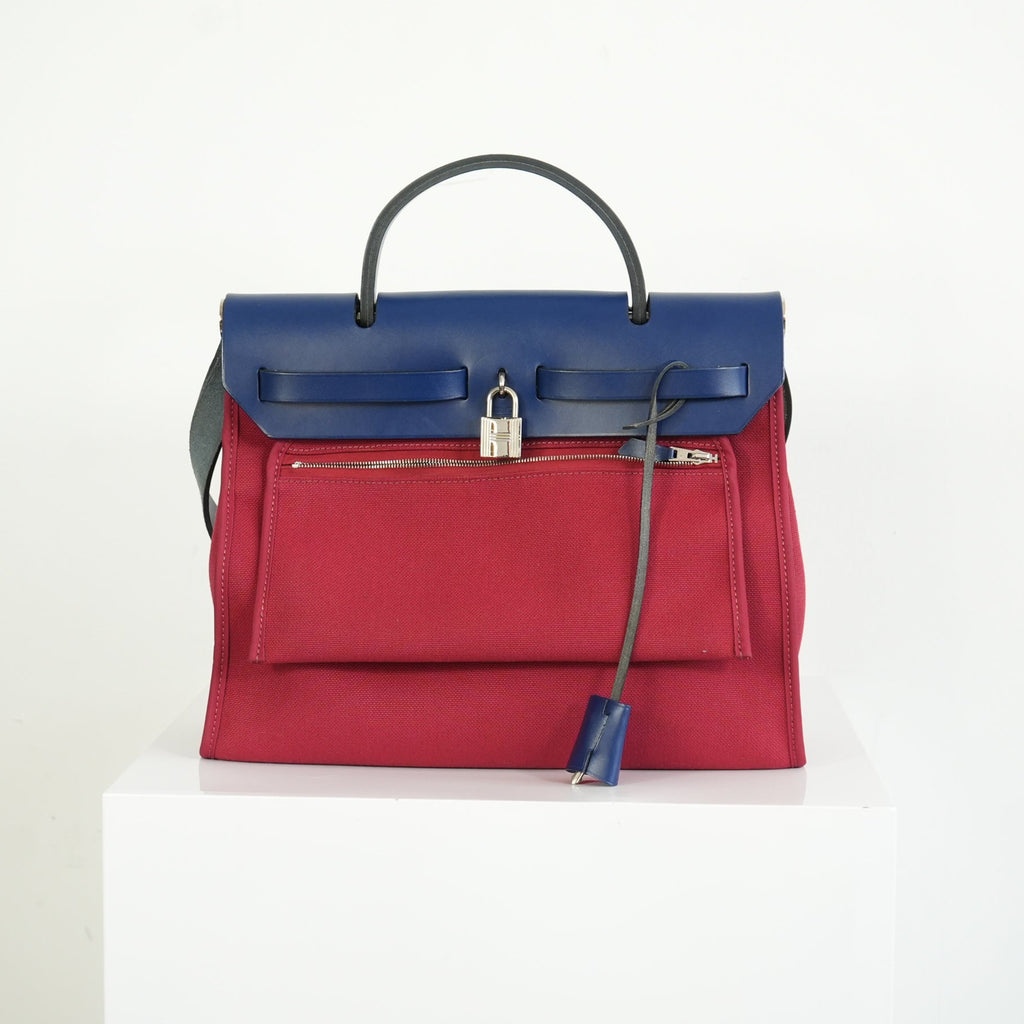 Hermes Herbag Red And Blue Zip 31 PM Bag