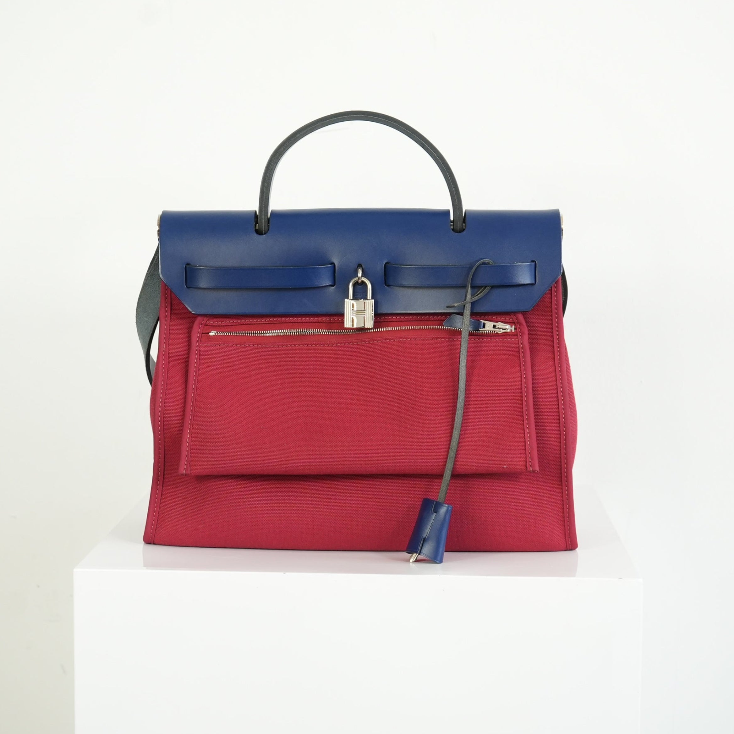Hermes Herbag Red And Blue Zip 31 PM Bag