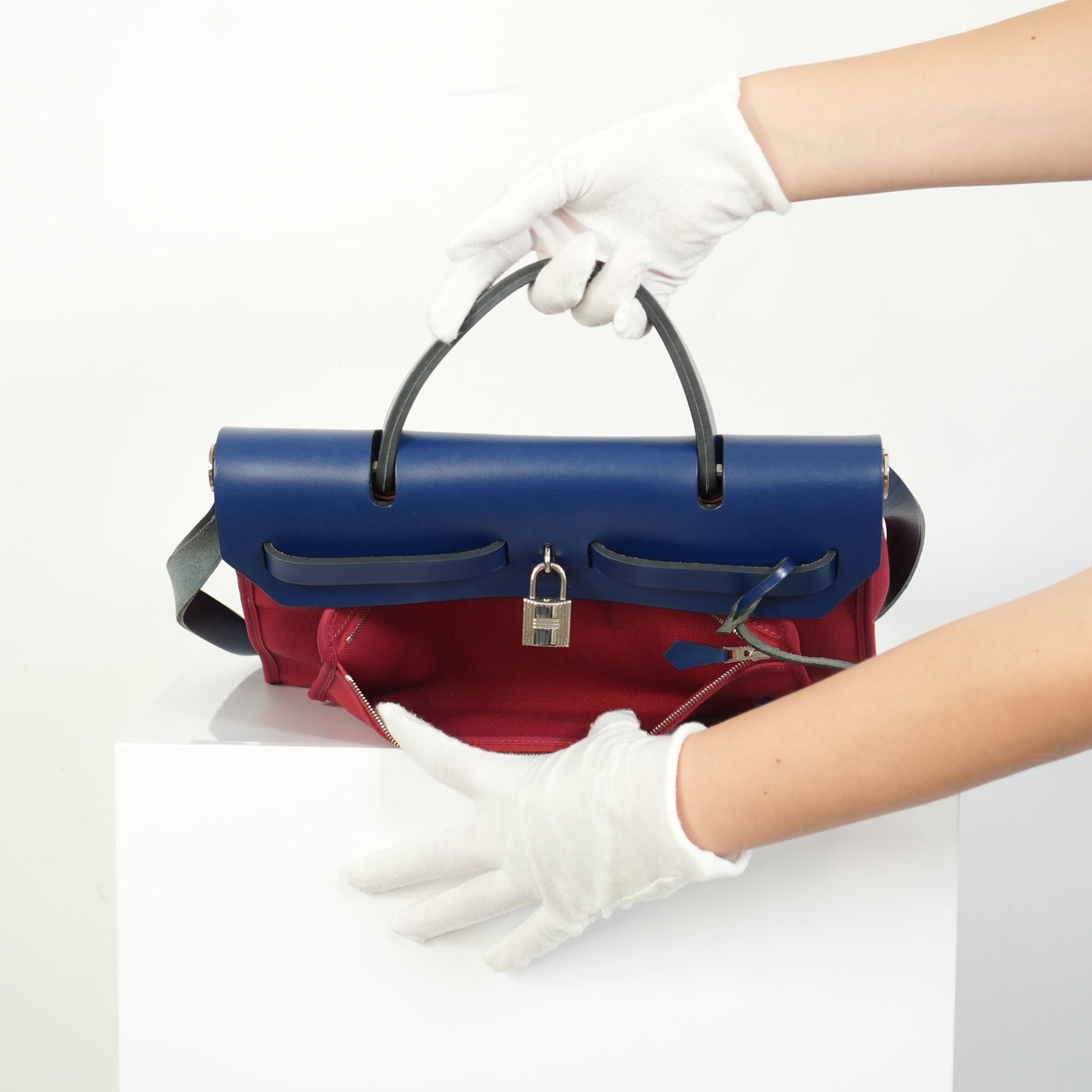 Hermes Herbag Red And Blue Zip 31 PM Bag