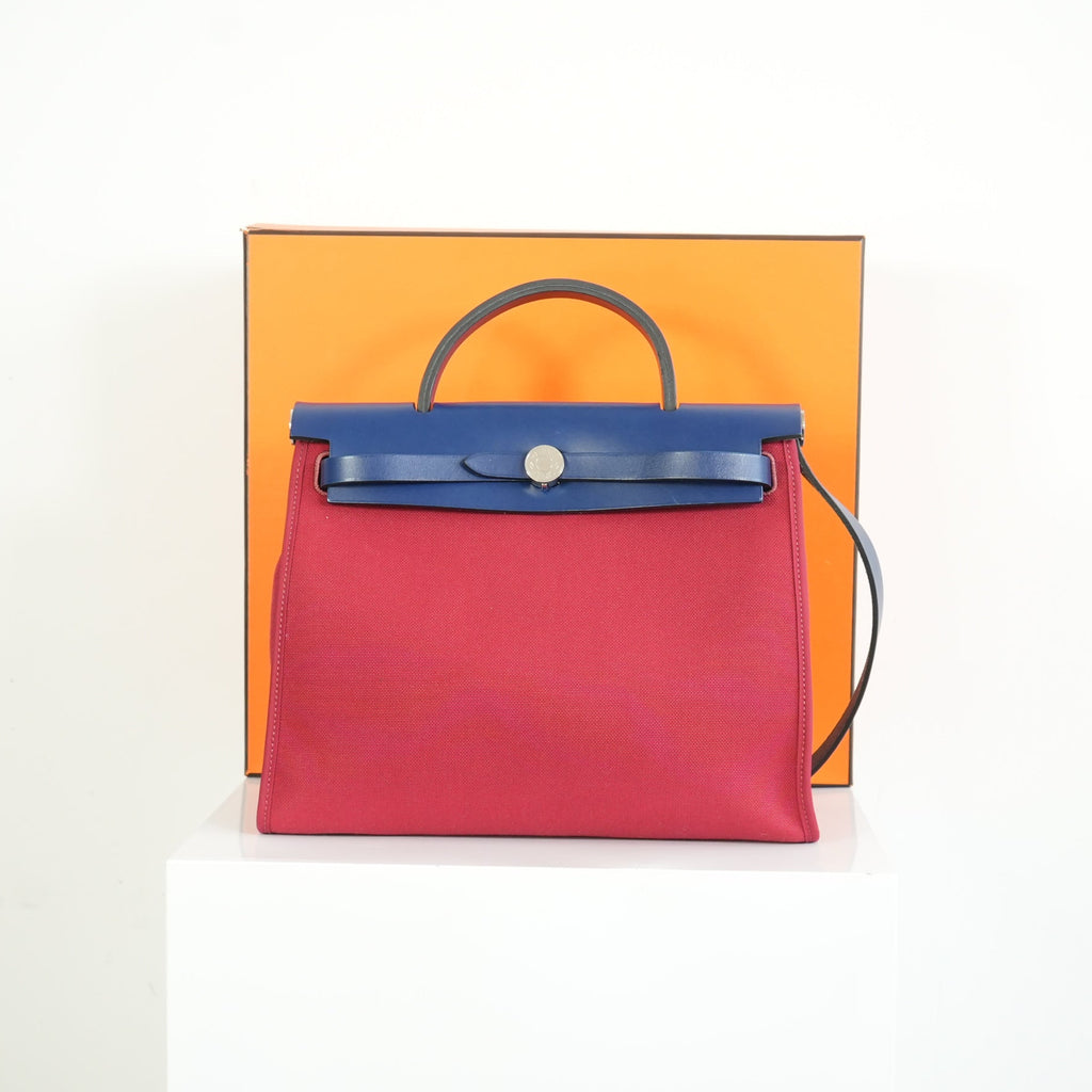 Hermes Herbag Red And Blue Zip 31 PM Bag