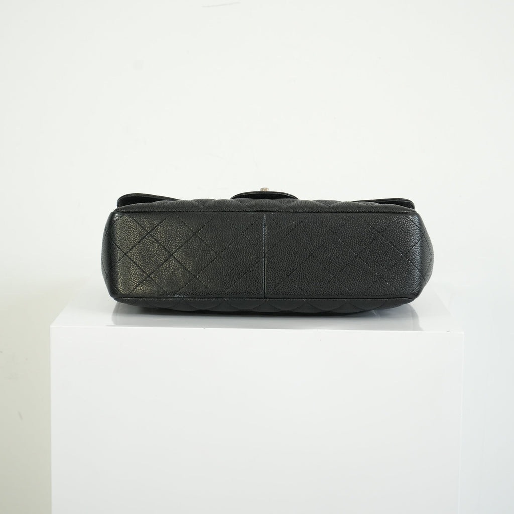 Chanel Classic Black Quilted Caviar Leather Jumbo Flap