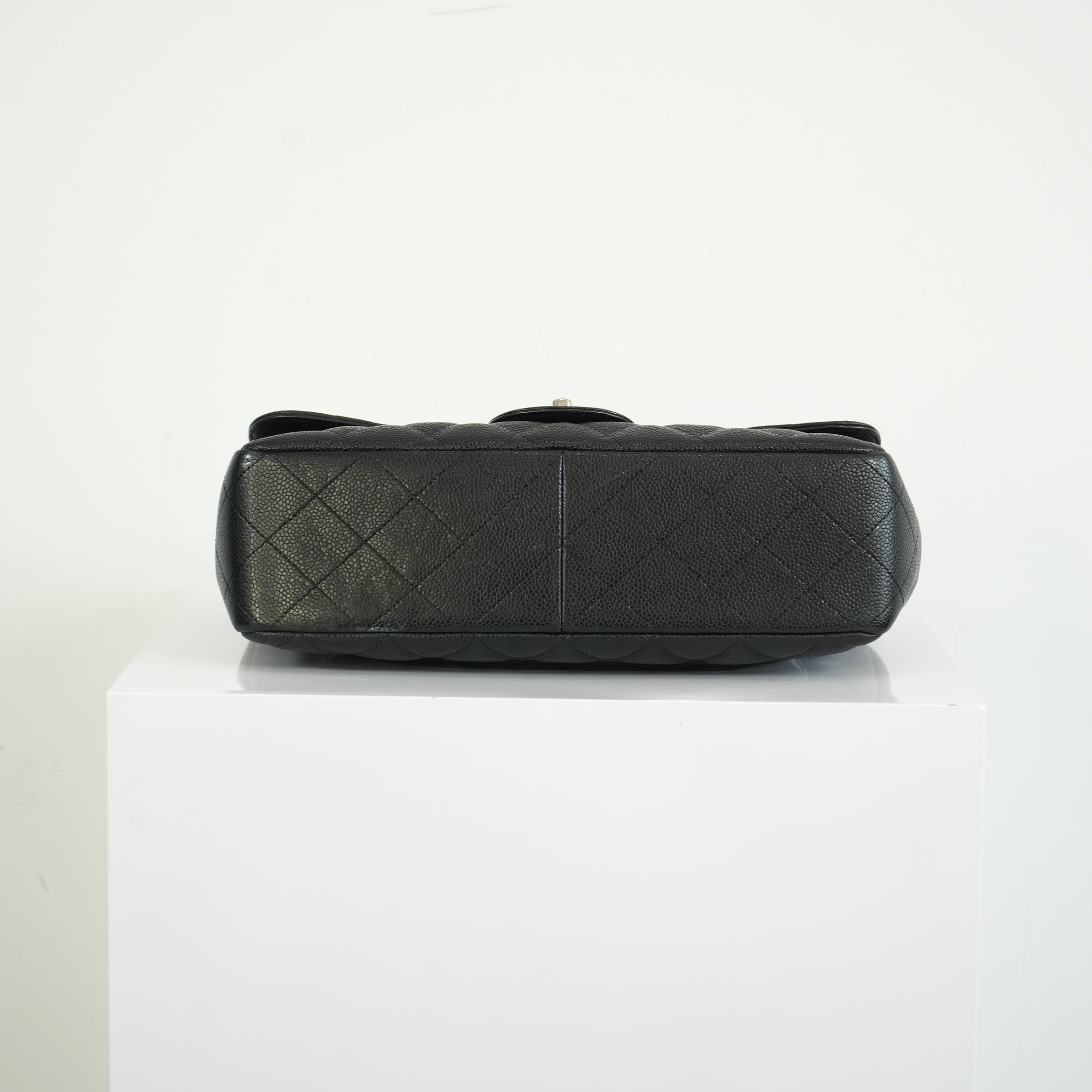 Chanel Classic Black Quilted Caviar Leather Jumbo Flap