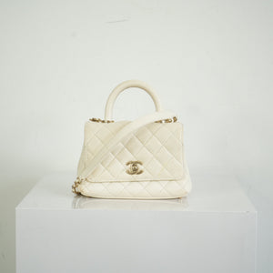 Chanel White Top Handle Caviar