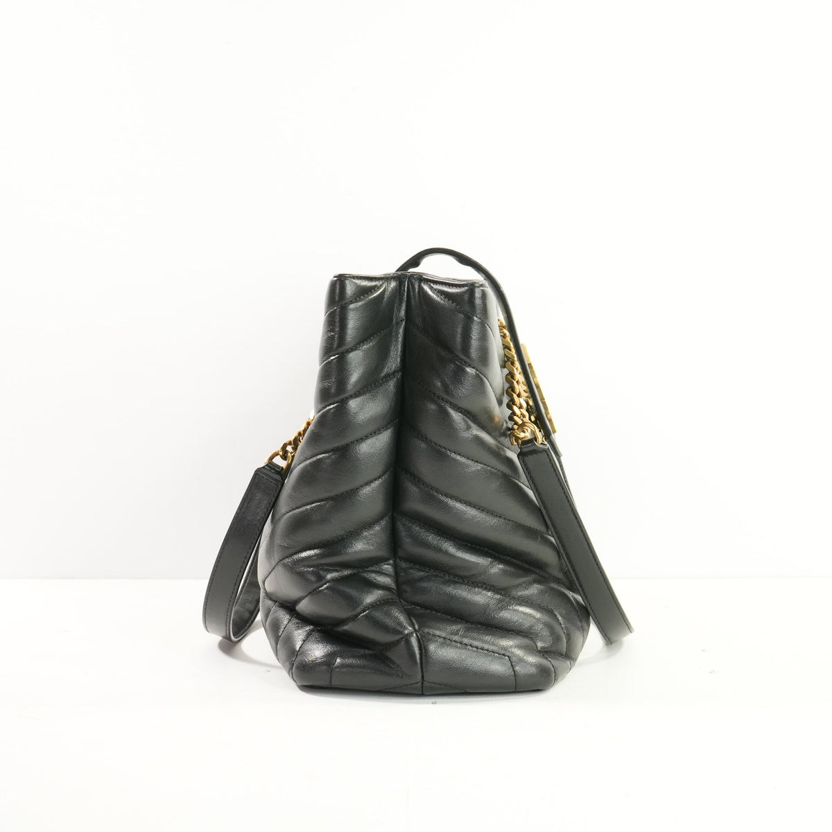 Saint Laurent Black Leather Large Loulou Shopper Gold Hardware (Dust Bag)