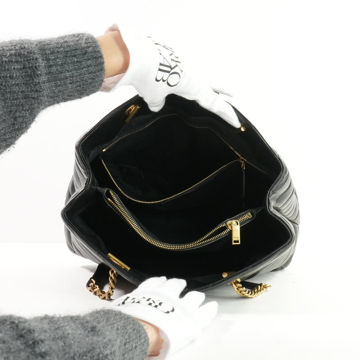 Saint Laurent Black Leather Large Loulou Shopper Gold Hardware (Dust Bag)
