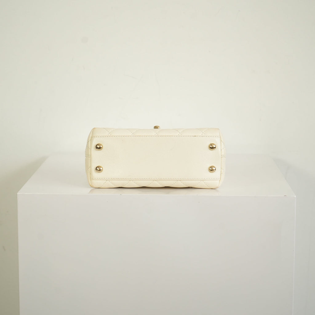 Chanel White Top Handle Caviar
