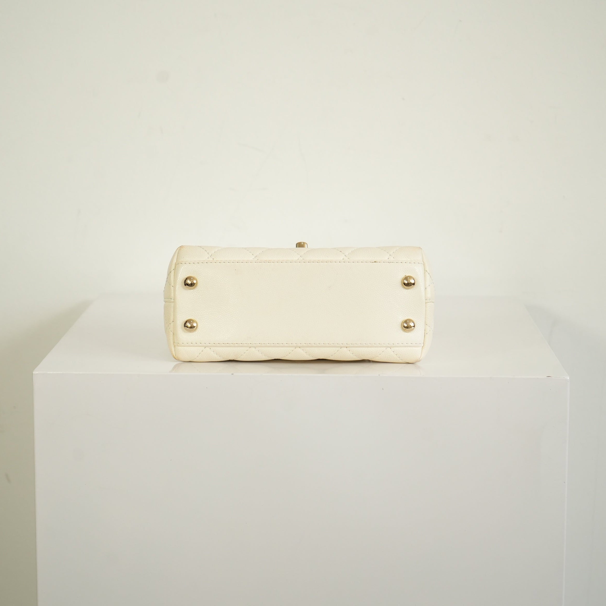 Chanel White Top Handle Caviar