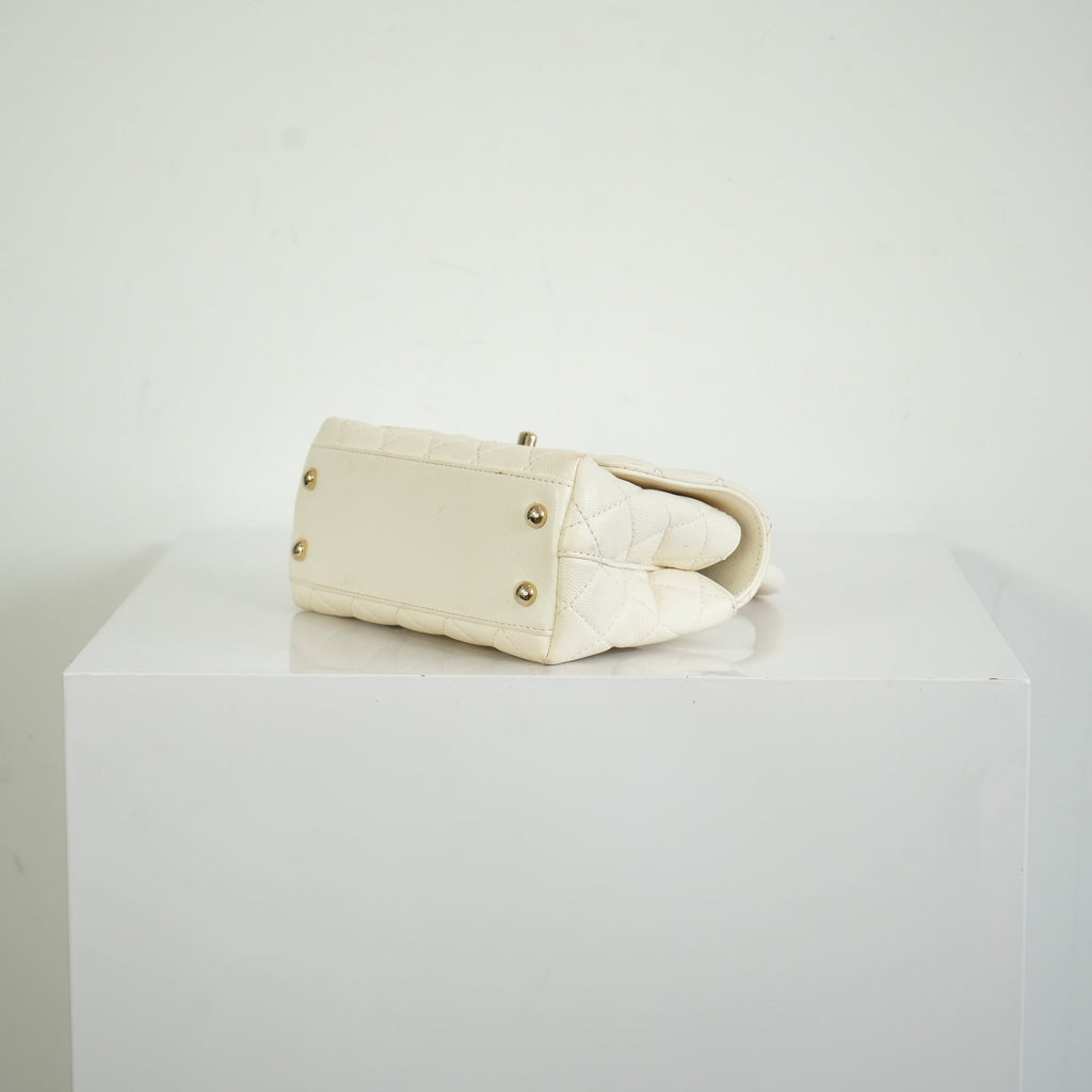 Chanel White Top Handle Caviar