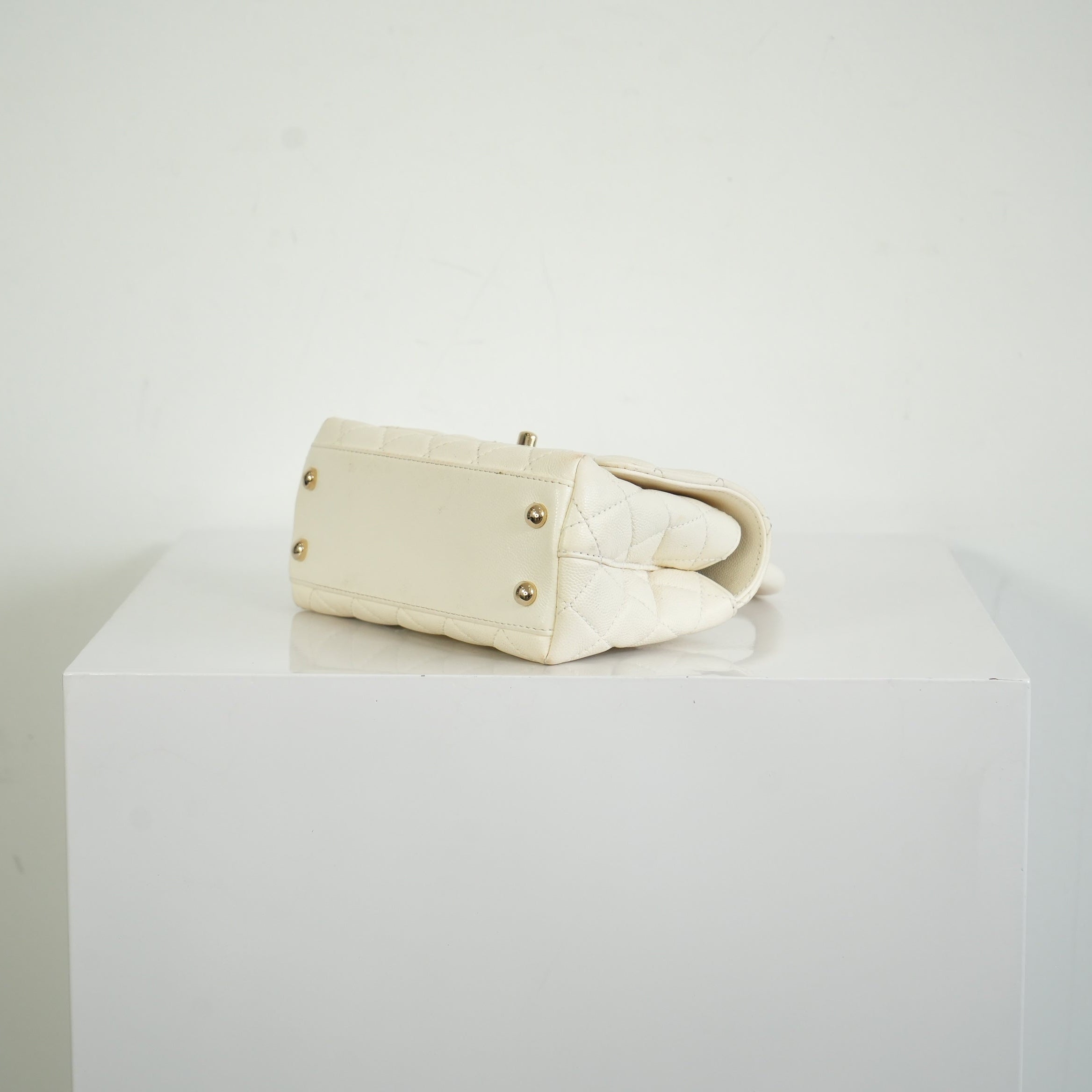 Chanel White Top Handle Caviar
